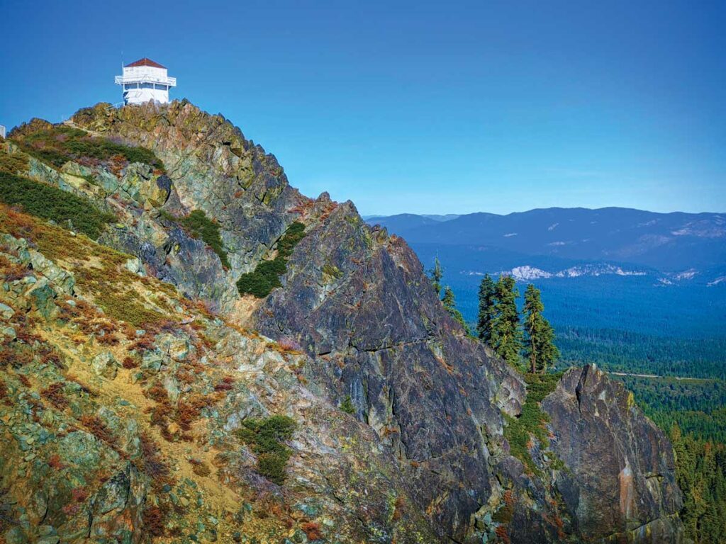 Mills Peak Lookout view on the Lost Sierra gravel route