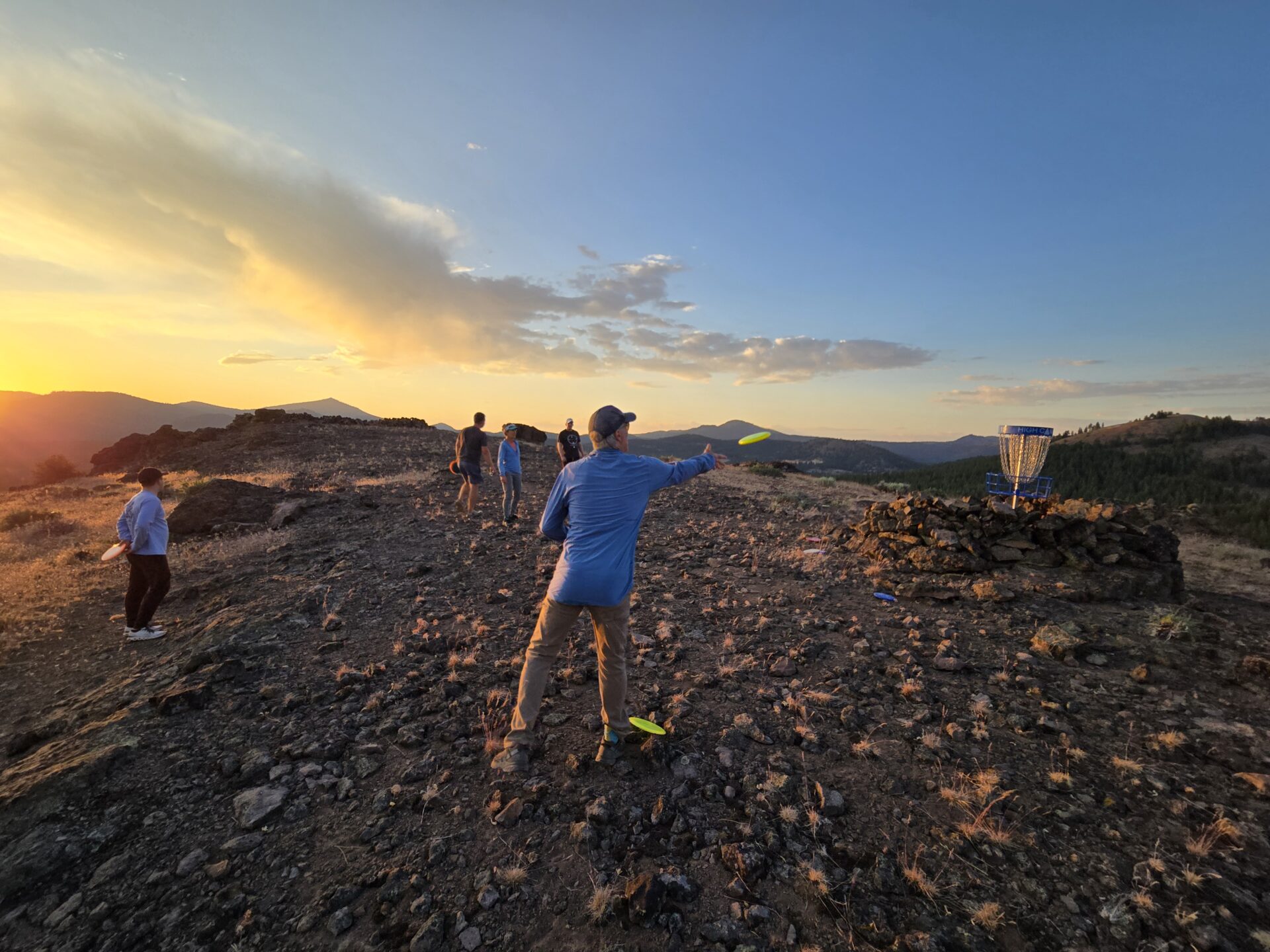 Disc golf basket on the 20-hole mountain course